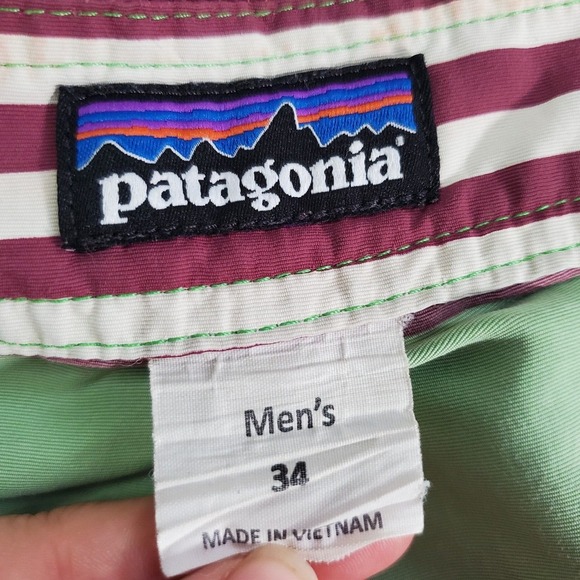 Patagonia Men Board Shorts Size 34 Striped Zipper Pocket Swim Surf Beach READ - Picture 8 of 14